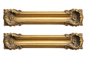 Poster - Set of antique golden rectangular picture frames isolated on a white background