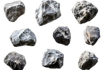 Poster - Set of asteroids isolated on a white background