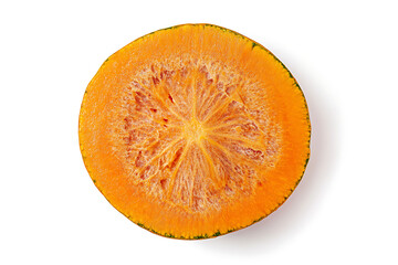 Poster - Orange pumpkin top view isolated on a white background