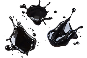 Poster - Set of black oil splashes isolated on a white background