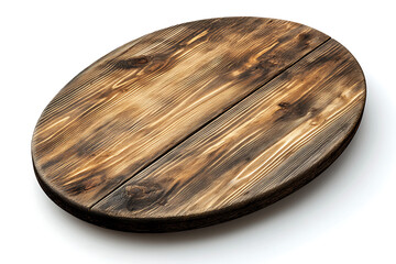 Poster - Oval wooden plank isolated on a white background