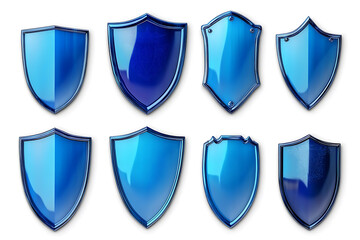 Poster - Set of blue shields isolated on a white background