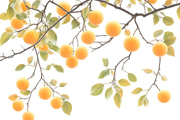 Poster - Set of branches with ripe, delicious oranges isolated on a white background