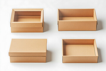 Poster - Set of cardboard boxes isolated on a white background
