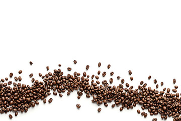 Poster - Panoramic coffee beans isolated on a white background