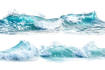 Poster - Set of clear sea water waves isolated on a white background