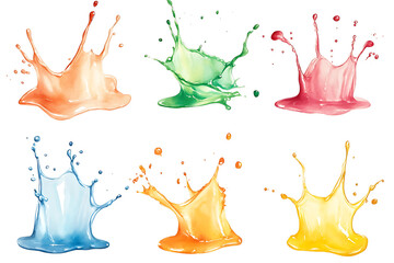 Poster - Set of colorful watercolor splashes isolated on a white background