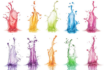 Poster - Set of colorful watercolor splashes isolated on a white background