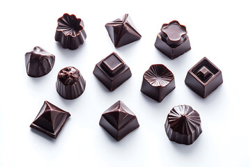 Aufkleber - Set of dark chocolate pieces isolated on a white background
