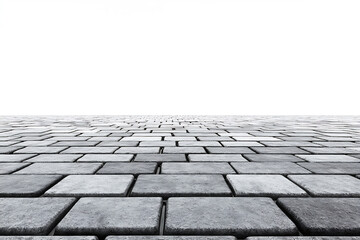 Poster - Perspective of neatly arranged paving stone blocks forming a pavement isolated on a white background