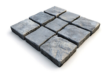 Aufkleber - Perspective of neatly arranged paving stone blocks forming a pavement isolated on a white background