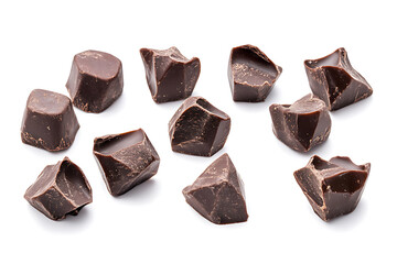 Aufkleber - Set of dark chocolate pieces isolated on a white background