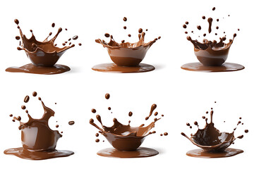 Aufkleber - Set of delicious coffee beans in splashes of coffee isolated on a white background