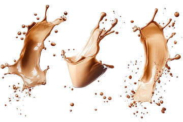 Poster - Set of delicious coffee splashes isolated on a white background