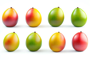 Poster - Set of delicious mango fruits isolated on a white background