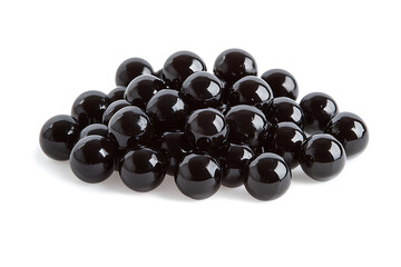 Poster - Pile of black tapioca boba pearls isolated on a white background