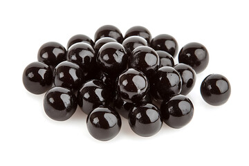 Poster - Pile of black tapioca boba pearls isolated on a white background