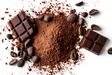 Aufkleber - Pile cocoa powder isolated on a white background