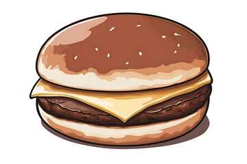 Poster - Mushroom swiss burger on isolated on a white background