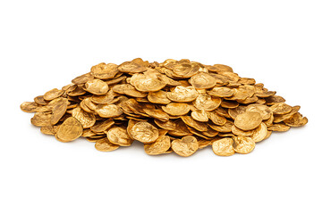 Poster - Pile of gold coins isolated on a white background