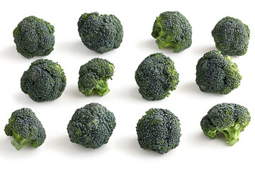 Poster - Set of fresh broccoli isolated on a white background