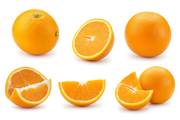 Poster - Set of fresh delicious oranges splashing isolated on a white background