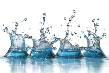 Poster - Set of fresh water splashing isolated a white background