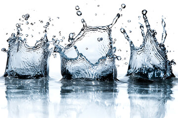 Poster - Set of fresh water splashing isolated a white background