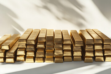 Poster - Set of gold bars stacks isolated a white background