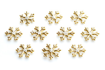 Poster - Set of gold snowflakes isolated a white background
