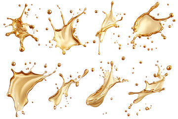 Poster - Set of golden oil splashes isolated a transparent background