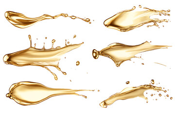 Poster - Set of golden oil splashes isolated a transparent background