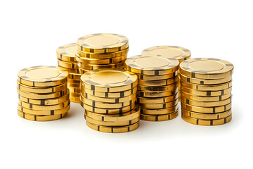 Poster - Set of golden poker chips isolated on a white background