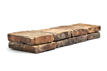 Poster - Old brown brick wall isolated on a white background