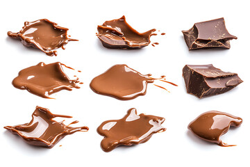 Aufkleber - Set of melted chocolate splashes isolated a white background