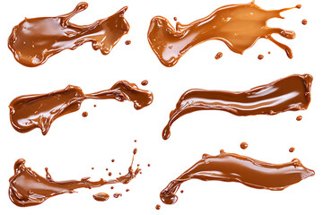 Poster - Set of melted chocolate splashes isolated a white background