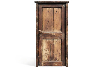 Poster - Old wooden closed door isolated a white background