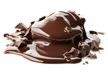 Poster - Pouring chocolate dripping isolated a white background