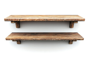 Poster - Old wooden shelves isolated a white background