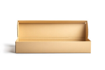 Fototapete - Open empty cardboard box isolated a white background