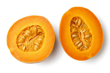 Poster - Orange pumpkin top view isolated a white background