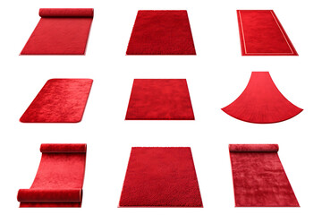 Fototapete - Set of red carpets isolated a white background