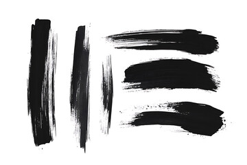 Poster - Realistic rough black marker brush ink line stroke set isolated a white background