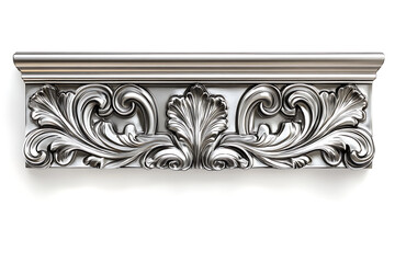 Aufkleber - Rectangular silver frame with a decorative pattern isolated a white background