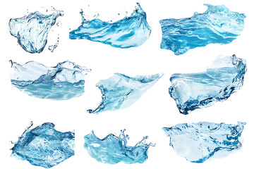 Poster - Set of sea water surfaces isolated a white background