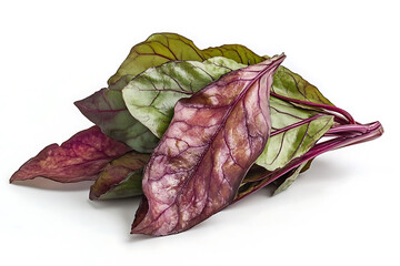 Poster - Red beets with green leaves isolated a white background