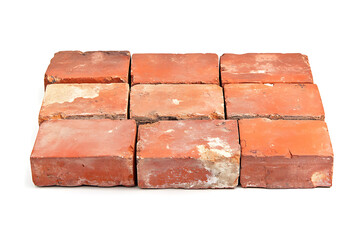 Poster - Red brick wall isolated a white background