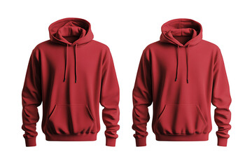 Poster - Red hooded sweatshirt mockup set isolated a white background