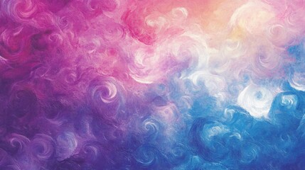 Poster - Abstract digital painting with swirling brushstrokes in pink purple and blue hues