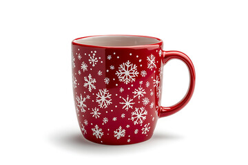 Aufkleber - Red mug with snowflakes isolated a white background